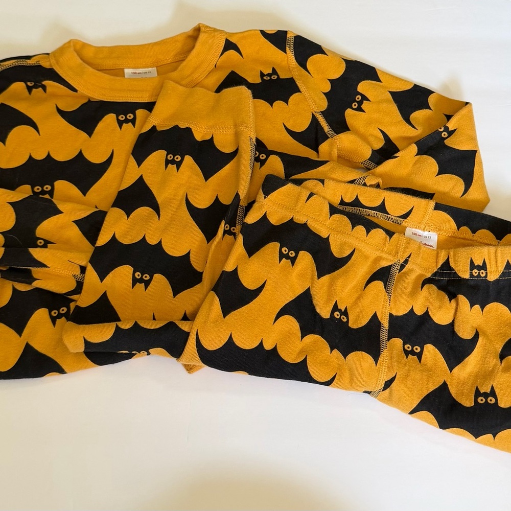 Hanna Andersson Halloween Bats Long Pajama Set 150 / 12 EUC